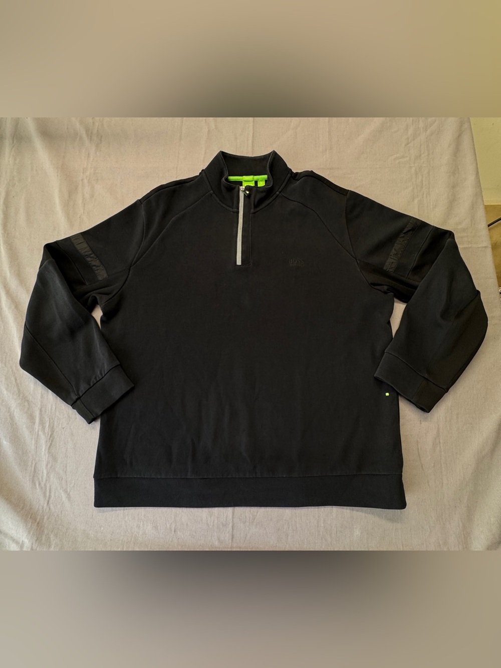 Hugo Boss Men’s 3xl Black 1/4 Zip Sweater Green Label  O38